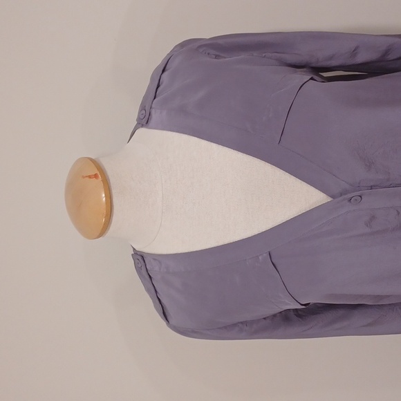 BCBG Frosted Plum "Drew" Silk  Relaxed Fit Blouse- Sz. Sm - Picture 3 of 10